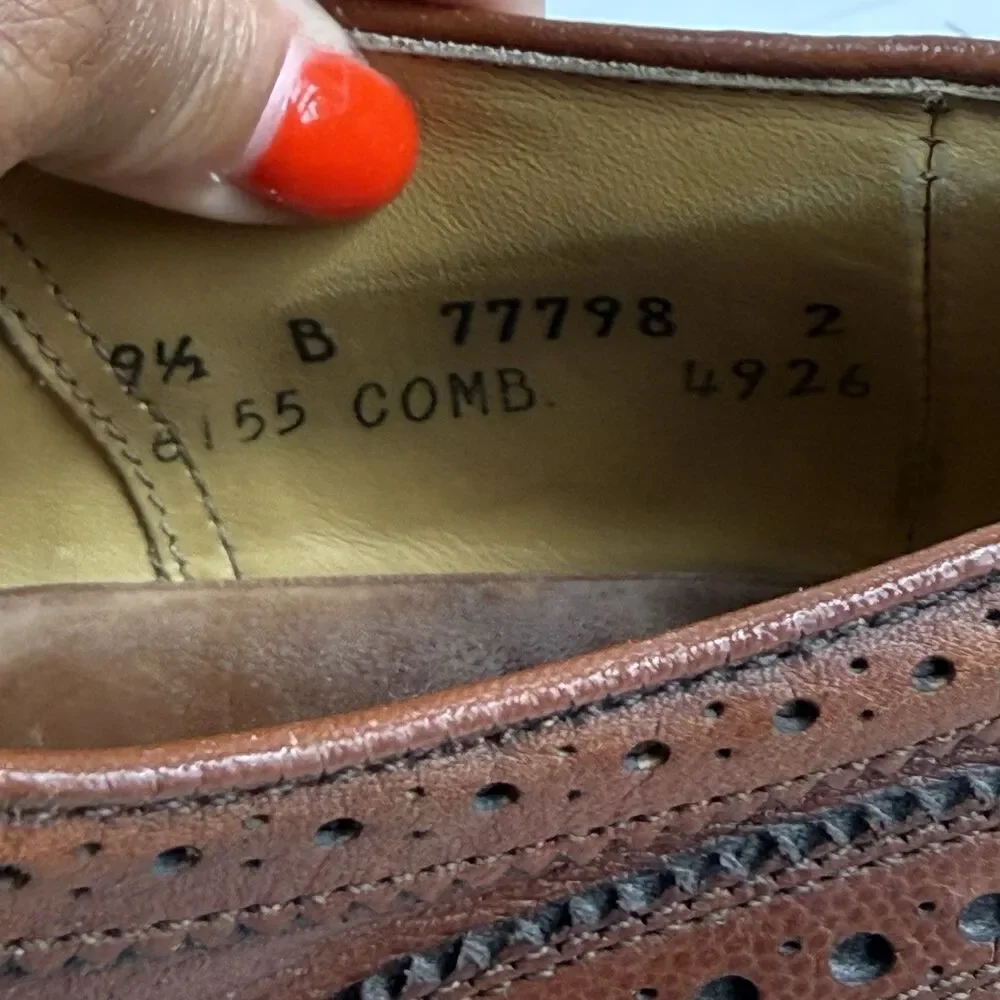 Allen Edmonds Strand Men's Size 9.5 Brown Leather Cap-Toe Dress Lace Up Oxfords